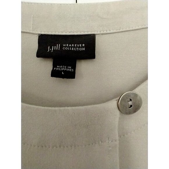 J. Jill Wearever Overlap Cardigan Truffle Beige Long Sleeve Womens Sweater - L - Picture 2 of 7
